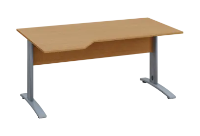 EZK 18 - 164 stůl kancelářský, rohový, levý, kovová podnož stříbrná, deska 18 mm, široký 1600 mm, buk Royal